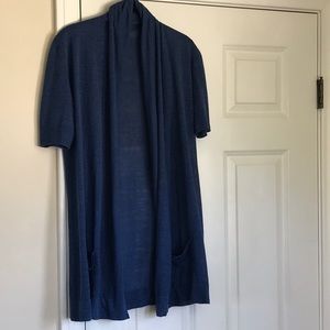 Theory Drape Front Linen Sweater Sz S
